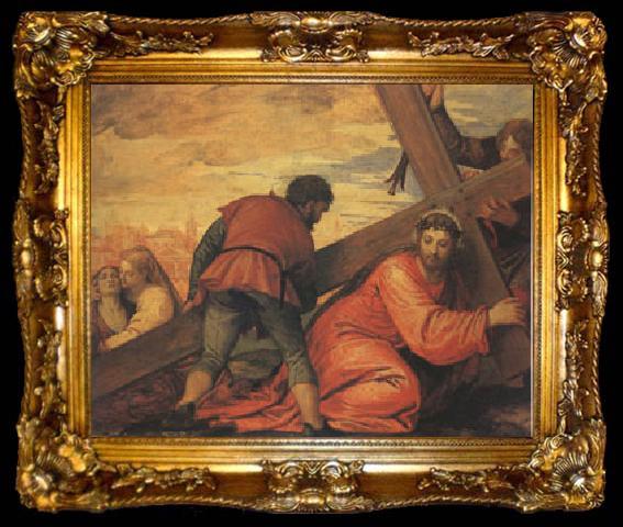 framed  Veronese and Studio rJesus Falls under the Weight of the Cross (mk05), ta009-2